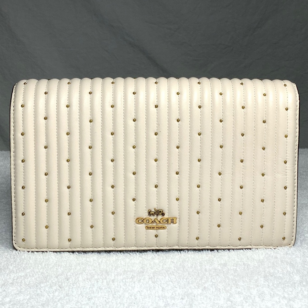 Coach Callie Foldover Clutch With Quilting And Rivets 76543